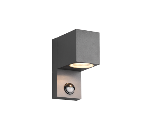 Φωτιστικό Τοίχου Trio Lighting ROYA 1x GU10 Ανθρακί Χυτό Αλουμίνιο IP44, Αισθητήρα κίνησης – 214269142