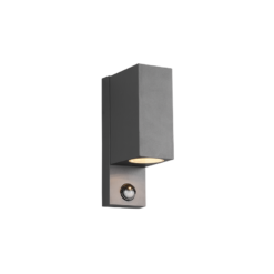 Φωτιστικό Τοίχου Trio Lighting ROYA 2x GU10 Ανθρακί Χυτό Αλουμίνιο IP44, Αισθητήρα κίνησης, Πάνω-κάτω φωτισμός- 214269242