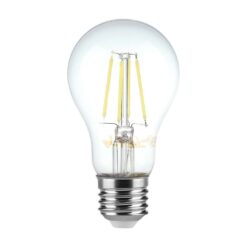 Λάμπα LED E27 A60 Filament 6W θερμό λευκό 3000K γυαλί διάφανο 100lm/W V-TAC – 214272