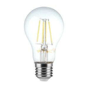 Λάμπα LED E27 A60 Filament 6W θερμό λευκό 3000K γυαλί διάφανο 100lm/W V-TAC – 214272