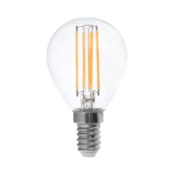 Λάμπα LED E14 P45 Filament 4W θερμό λευκό 3000K γυαλί διάφανο 100lm/W V-TAC – 214300