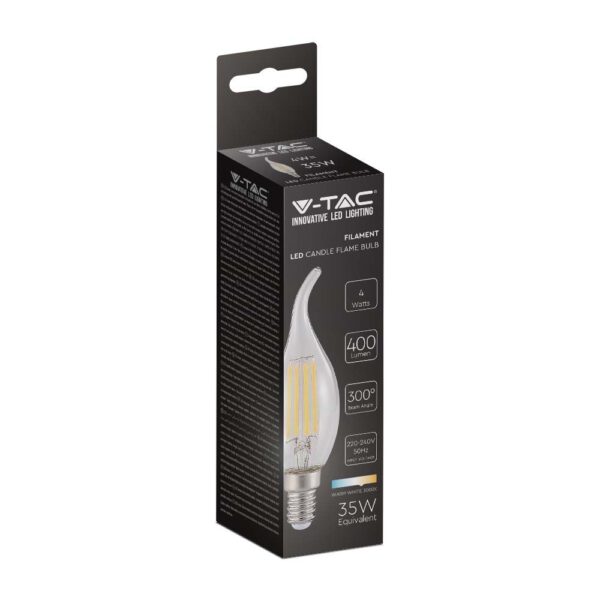 LED Λάμπα E14 4W Φλόγα Filament V-TAC 3000K – 214302