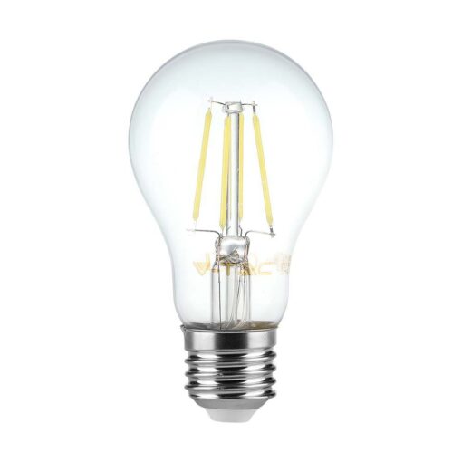 Λάμπα LED E27 A60 Filament 6W φυσικό λευκό 4000K γυαλί διάφανο 100lm/W V-TAC – 214303
