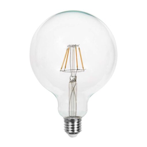 LED Λάμπα E27 G125 6W Filament V-TAC Θερμό 3000K – 214304