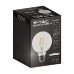 LED Λάμπα – 6W Filament E27 G95 Clear Cover V-TAC – 214305
