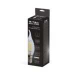 LED Λάμπα E14 4W Φλόγα με Ανάγλυφο Γυαλί Filament V-TAC 3000K – 214308