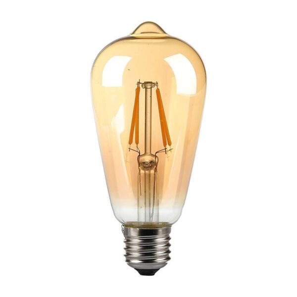 Λάμπα LED E27 ST64 Filament 4W θερμό λευκό 2200K γυαλί amber V-TAC – 214361