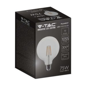 LED Λάμπα E27 G125 10W  Filament V-TAC 1055lm Θερμό 3000K – 214422
