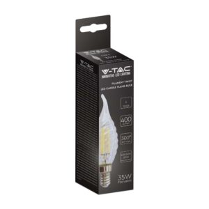 LED Λάμπα E14 4W Φλόγα Filament V-TAC Φυσικό 4000K – 214431