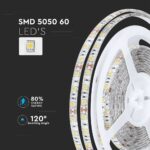 LED Ταινία 11W V-TAC Dimmable 900lm/m Αδιάβροχη IP65 Θερμό Λευκό 3000K 5 Μέτρα – 212149