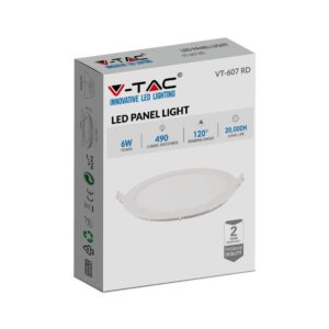 LED Πάνελ Στρογγυλό 6W V-TAC 120° 490lm Ø120 Θερμό 3000K – 214854