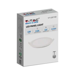 LED Πάνελ Στρογγυλό 12W V-TAC 120° 1160lm Ø170 Θερμό 3000K – 214857
