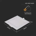 LED Πάνελ Τετράγωνο Χωνευτό 18W V-TAC 120° 1400lm 22.5X22.5cm Θερμό 3000K – 214869