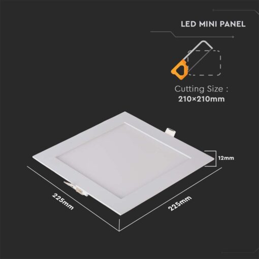 LED Πάνελ Τετράγωνο Χωνευτό 18W V-TAC 120° 1400lm 22.5X22.5cm Θερμό 3000K – 214869