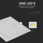 LED Πάνελ Τετράγωνο Χωνευτό 18W V-TAC 120° 1400lm 22.5X22.5cm Θερμό 3000K – 214869