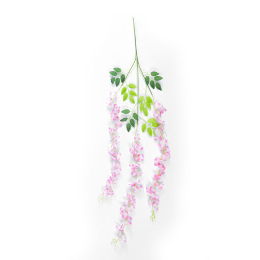 GloboStar® Artificial Garden PALE PINK WISTERIA FLOWER BRANCH 21511 Σετ 12 Τεχνητά Διακοσμητικά κλαδιά Βιστέριας Απαλό Ροζ Φ45 x Υ120cm