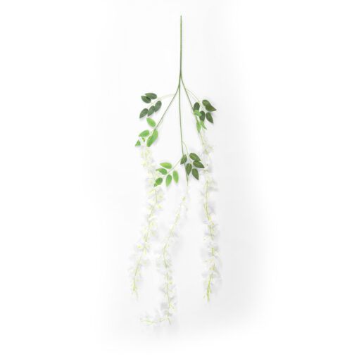 GloboStar® Artificial Garden WHITE WISTERIA FLOWER BRANCH 21513 Σετ 12 Τεχνητά Διακοσμητικά κλαδιά Βιστέριας Λευκό Φ45 x Υ120cm