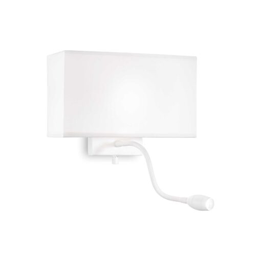 IDEAL LUX Επιτοίχιο Φωτιστικό με LED Αναγνώστη HOTEL 2xE27 Λευκού Χρώματος – 215693