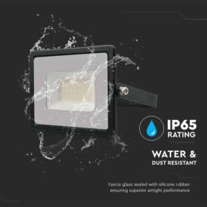 LED Προβολέας 30W Μαύρος V-TAC IP65 110° 2510lm Ψυχρό Λευκό 6400K – 215954