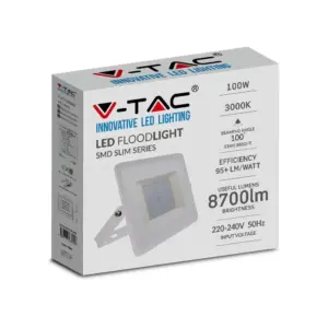 LED Προβολέας 100W Λευκός V-TAC IP65 100° 8700lm Θερμό 3000Κ – 215967