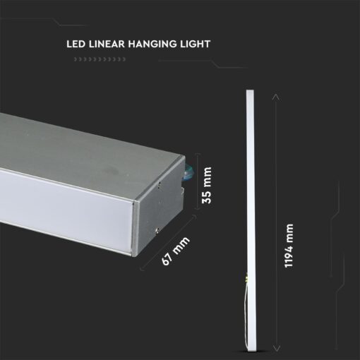 LED Γραμμικό Κρεμαστό Φωτιστικό 120cm Ασημί Linkable 40W V-TAC PRO Samsung Chip 3300lm Ψυχρό Λευκό 6400K – 21601