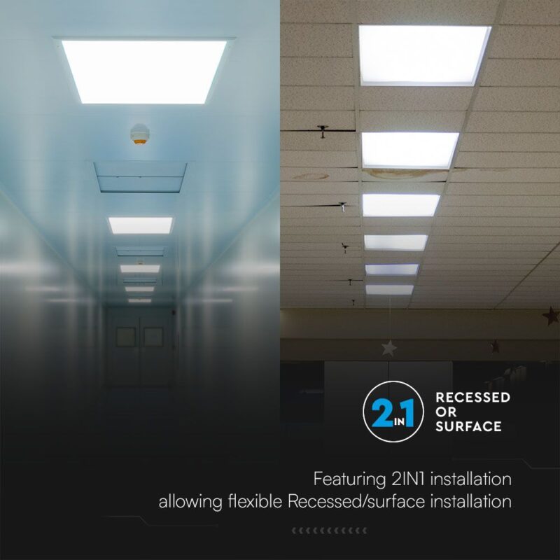 LED Πάνελ Τετράγωνο 2in1 Χωνευτό/Επιφανειακό 60X60cm 36W V-TAC Samsung 120° 3960lm Φυσικό 4000K – 216380