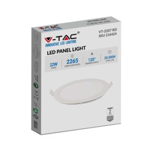 LED Πάνελ Στρογγυλό Χωνευτό 22W V-TAC Ø240mm Φυσικό 4000K – 216423