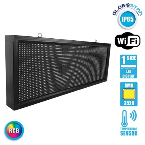 GloboStar® 90275 Κυλιόμενη Ψηφιακή Επιγραφή P10 LED SMD AC 220-240V με Wi-Fi – Αδιάβροχή IP54 – Μονής Όψης – Μ104 x Π9 x Υ40cm RGBW
