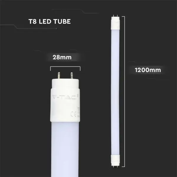 LED Λάμπα T8 G13 120cm 16.5W V-TAC Samsung Chip 1850lm 160° Θερμό 3000K – 21688