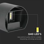 LED απλίκα 5W στρογγυλή μαύρο σώμα 3000K θερμό λευκό IP65 V-TAC – 217081