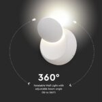 Φωτιστικό Τοίχου 5W LED Κυκλικό Περιστρεφόμενο Λευκό V-TAC IP65 Φυσικό Λευκό 4000K – 217093