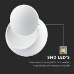 Φωτιστικό Τοίχου 5W LED Κυκλικό Περιστρεφόμενο Λευκό V-TAC IP65 Φυσικό Λευκό 4000K – 217093