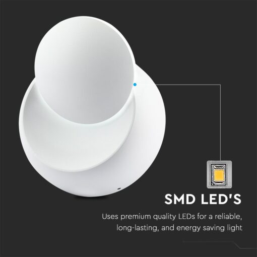 Φωτιστικό Τοίχου 5W LED Κυκλικό Περιστρεφόμενο Λευκό V-TAC IP65 Φυσικό Λευκό 4000K – 217093