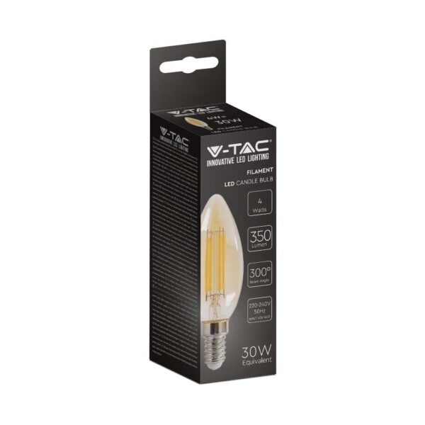 LED Λάμπα E14 4W Φλόγα Filament V-TAC Θερμό 2200K – 217113