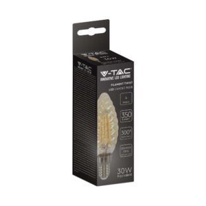 LED Λάμπα E14 4W Φλόγα Filament V-TAC Θερμό 2200K – 217115