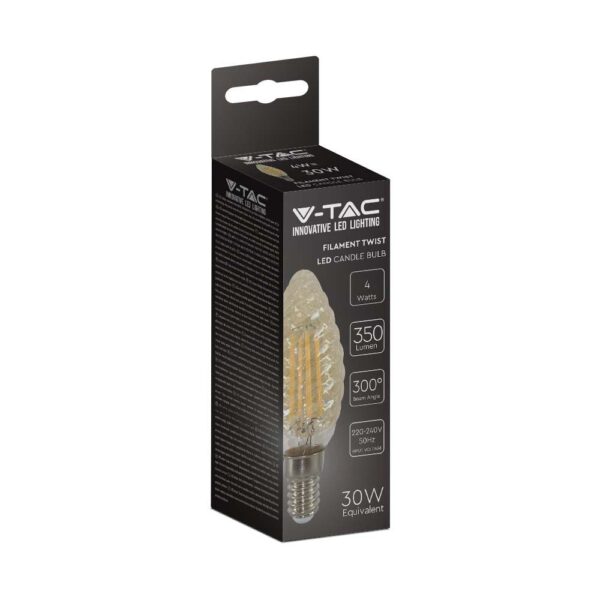 LED Λάμπα E14 4W Φλόγα Filament V-TAC Θερμό 2200K – 217115