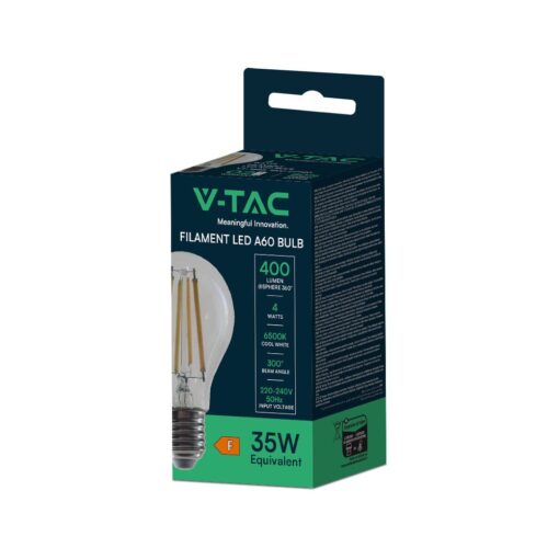  Λάμπα LED E27 Filament 4W Ψυχρό 6500K V-TAC – 217120VT