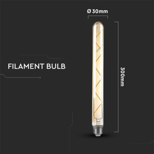 LED Λάμπα E27 T30 Σωληνωτή 7W Filament Amber Cover V-TAC 2200K – 217144