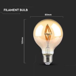 LED Λάμπα E27 G80 4W Filament Amber V-TAC 300° 400lm Θερμό Λευκό 2200Κ – 217148