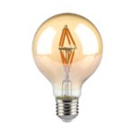 LED Λάμπα E27 G80 4W Filament Amber V-TAC 300° 400lm Θερμό Λευκό 2200Κ – 217148