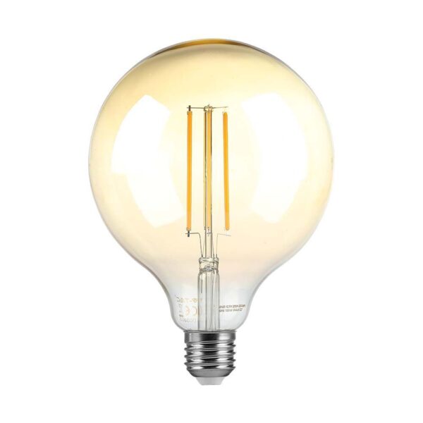 LED Λάμπα – 8W  Filament E27 G125 Amber Dimmable 2200K V-TAC – 217155