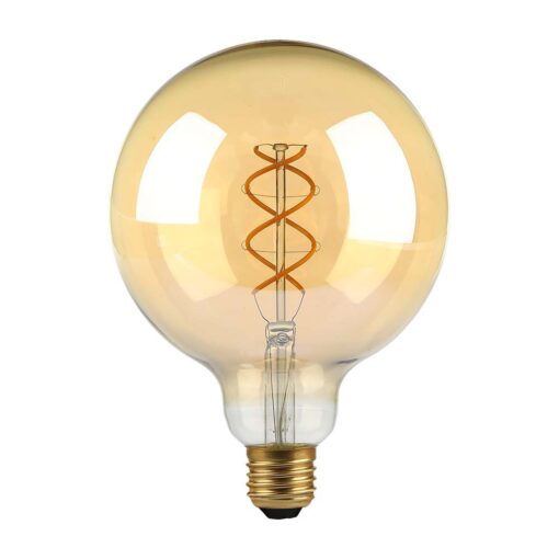 LED Λάμπα E27 G125 5W Filament Amber V-TAC 300° 300lm Θερμό Λευκό 1800Κ – 217216