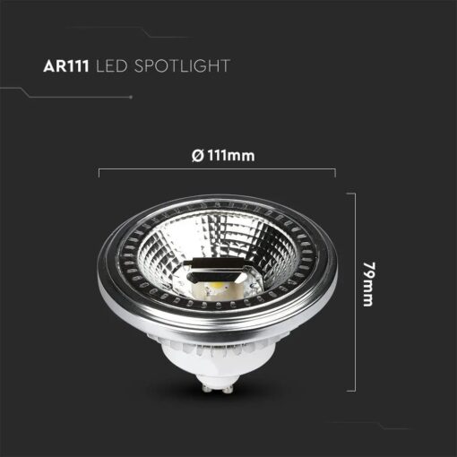 LED Λάμπα AR111 GU10 12W V-TAC Dimmable 40° Θερμό Λευκό 3000K – 217234