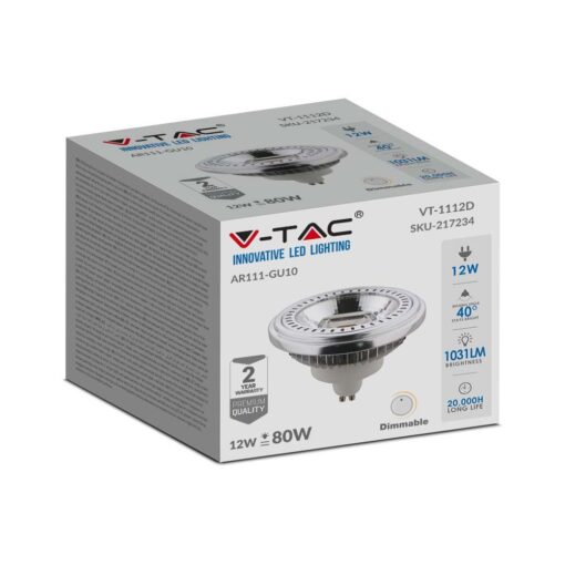 LED Λάμπα AR111 GU10 12W V-TAC Θερμό Λευκό 3000K – 217235