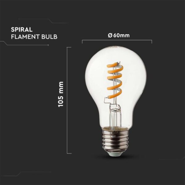 Λάμπα LED E27 A60 Filament 4W θερμό λευκό 3000K γυαλί διάφανο V-TAC – 217336