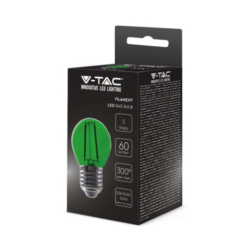 LED Λάμπα – 2W Filament E27 G45 Green V-TAC – 217411