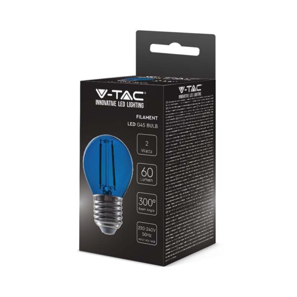 LED Λάμπα – 2W Filament E27 G45 Blue V-TAC – 217412
