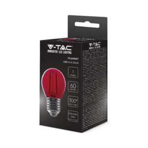 LED Λάμπα – 2W Filament E27 G45 Κόκκινο V-TAC – 217413