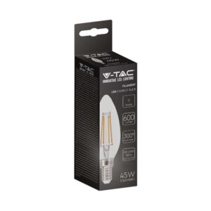 LED Λάμπα E14 Κεράκι 6W Filament V-TAC Φυσικό Λευκό 4000K – 217424