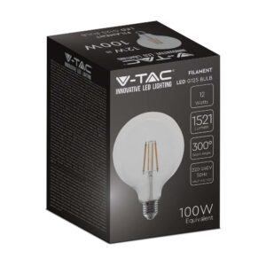 LED Λάμπα 12W Filament  E27 G125 Clear Cover 4000K V-TAC – 217454